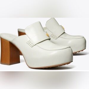Tory Burch Platform Mule Clogs In Pearl